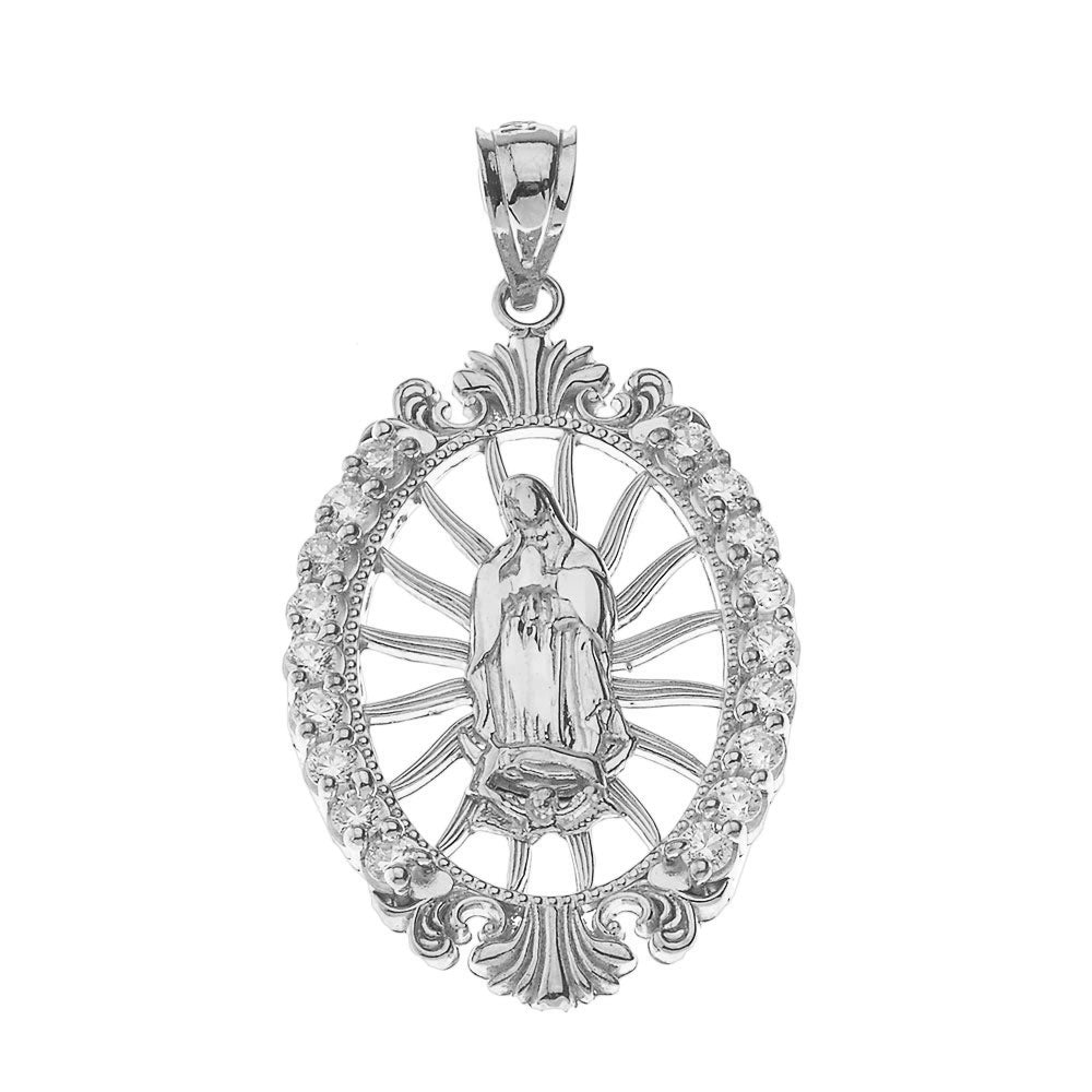 Our Lady of Guadalupe CZ Pendant Necklace in Gold, view 4