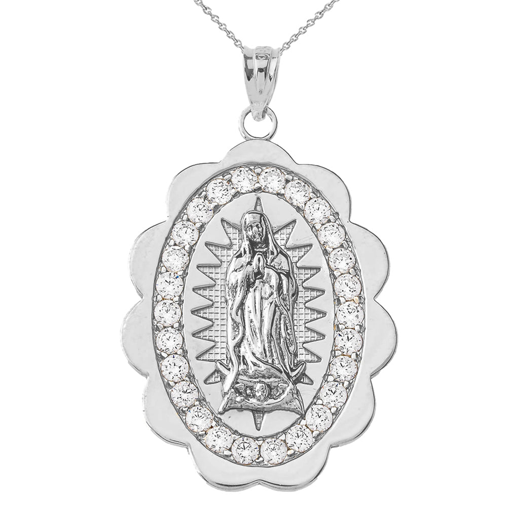 Our Lady of Guadalupe Pendant Necklace in Sterling Silver (S/M/L)