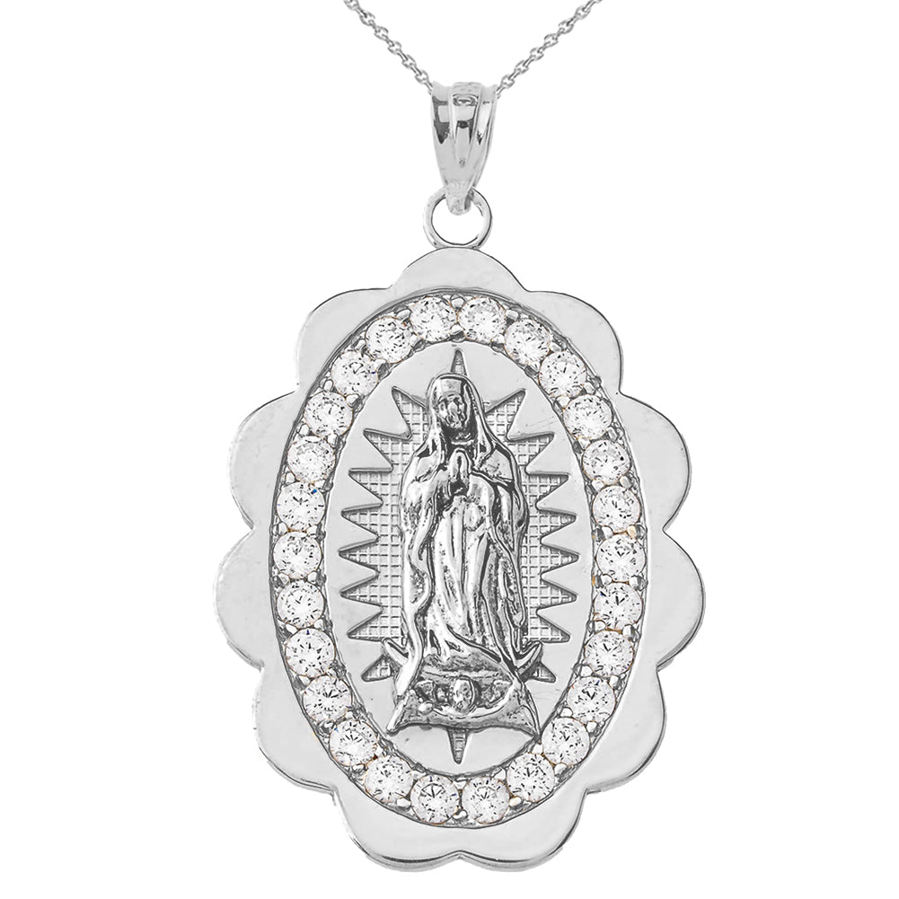 Our Lady of Guadalupe Pendant Necklace in Sterling Silver (S/M/L)