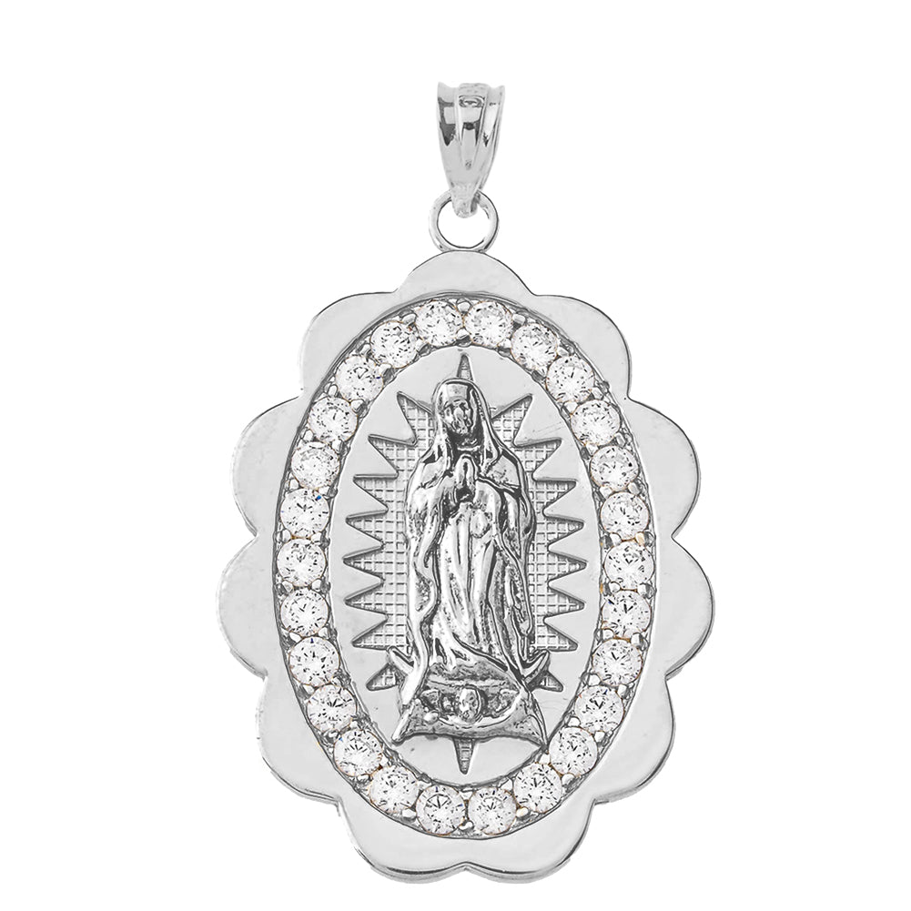 Our Lady of Guadalupe Pendant Necklace in Sterling Silver (S/M/L), view 2