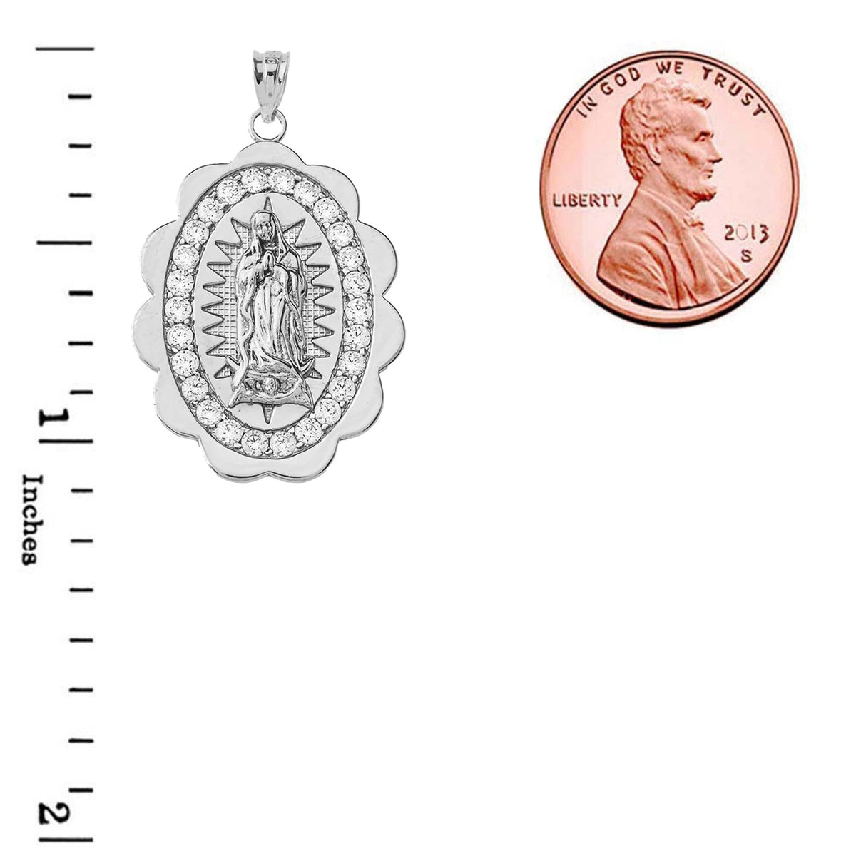 Our Lady of Guadalupe Pendant Necklace in Sterling Silver (S/M/L), view 7