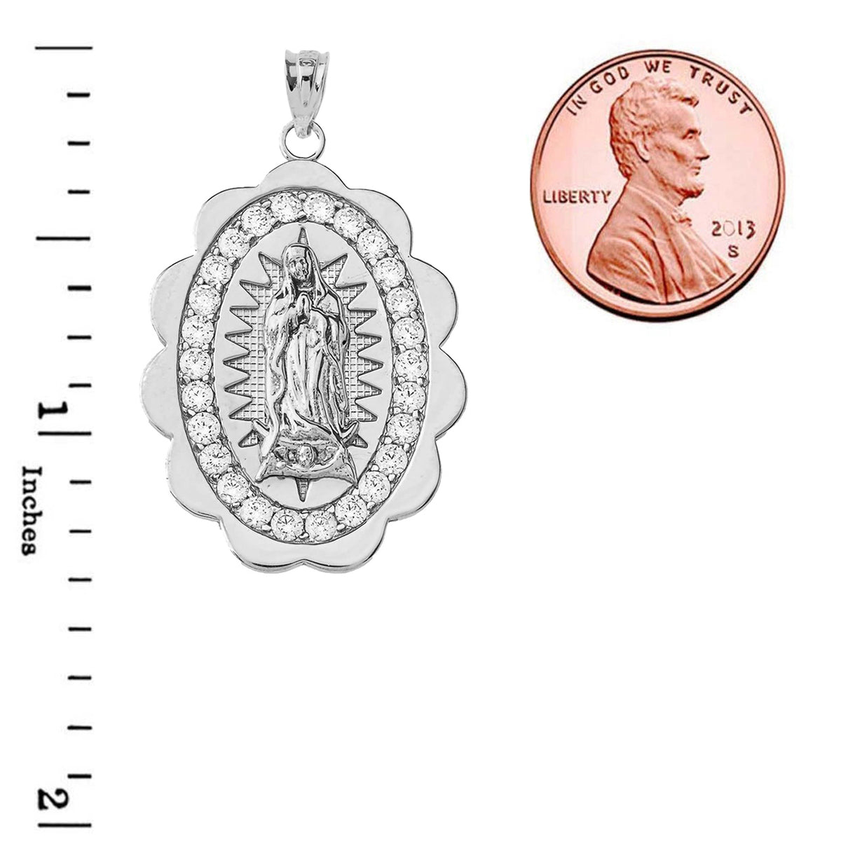 Our Lady of Guadalupe Pendant Necklace in Sterling Silver (S/M/L), view 8