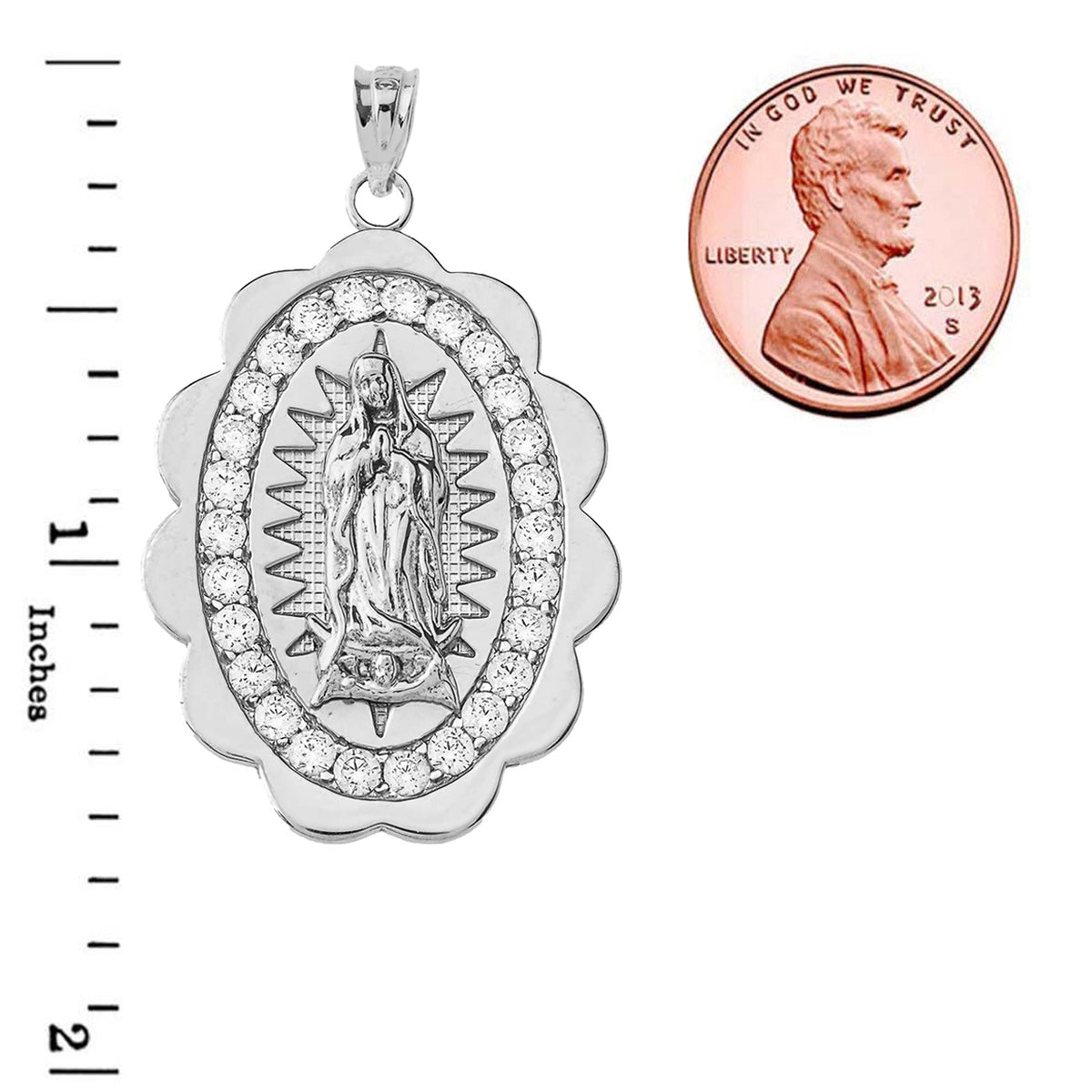 Our Lady of Guadalupe Pendant Necklace in Sterling Silver (S/M/L), view 9