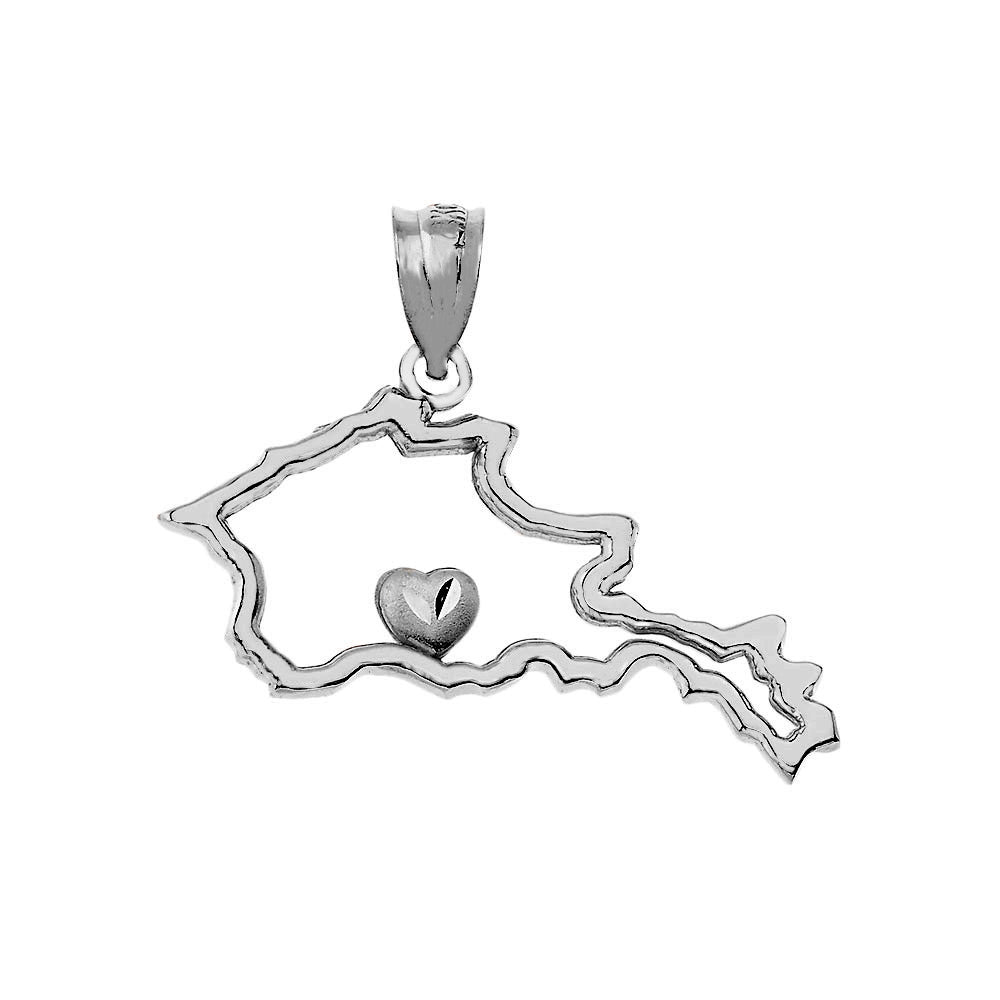 Outline Armenia Map Pendant Necklace in Sterling Silver, view 2