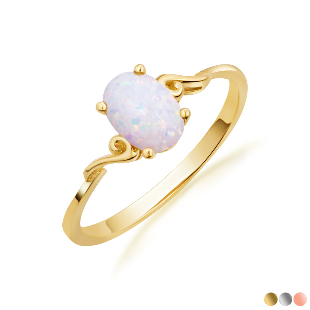 Oval Cut Birthstone Opal Engagement Ring in Gold