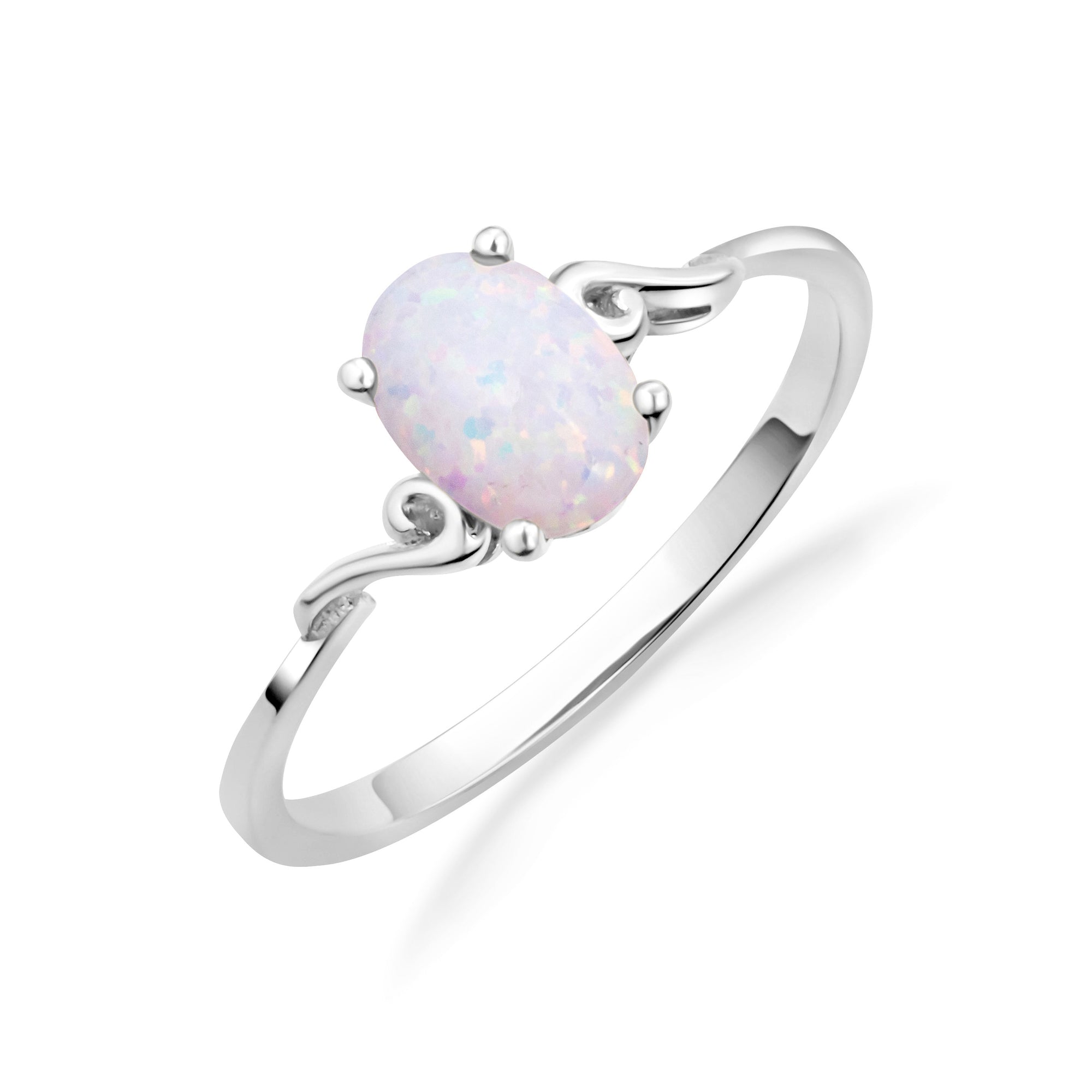 Oval Cut Birthstone Opal Engagement Ring in Gold, view 4