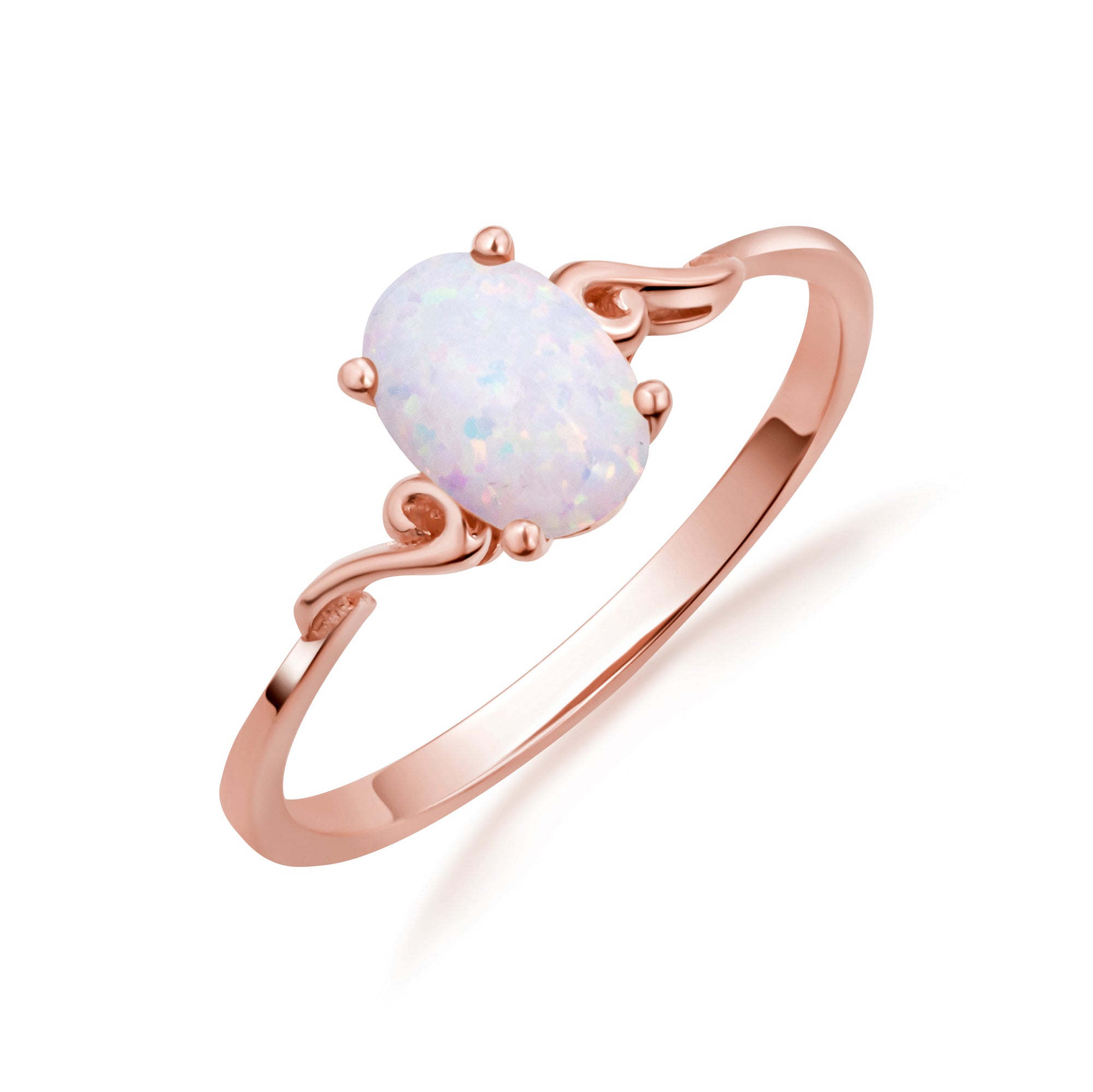 Oval Cut Birthstone Opal Engagement Ring in Gold, view 5