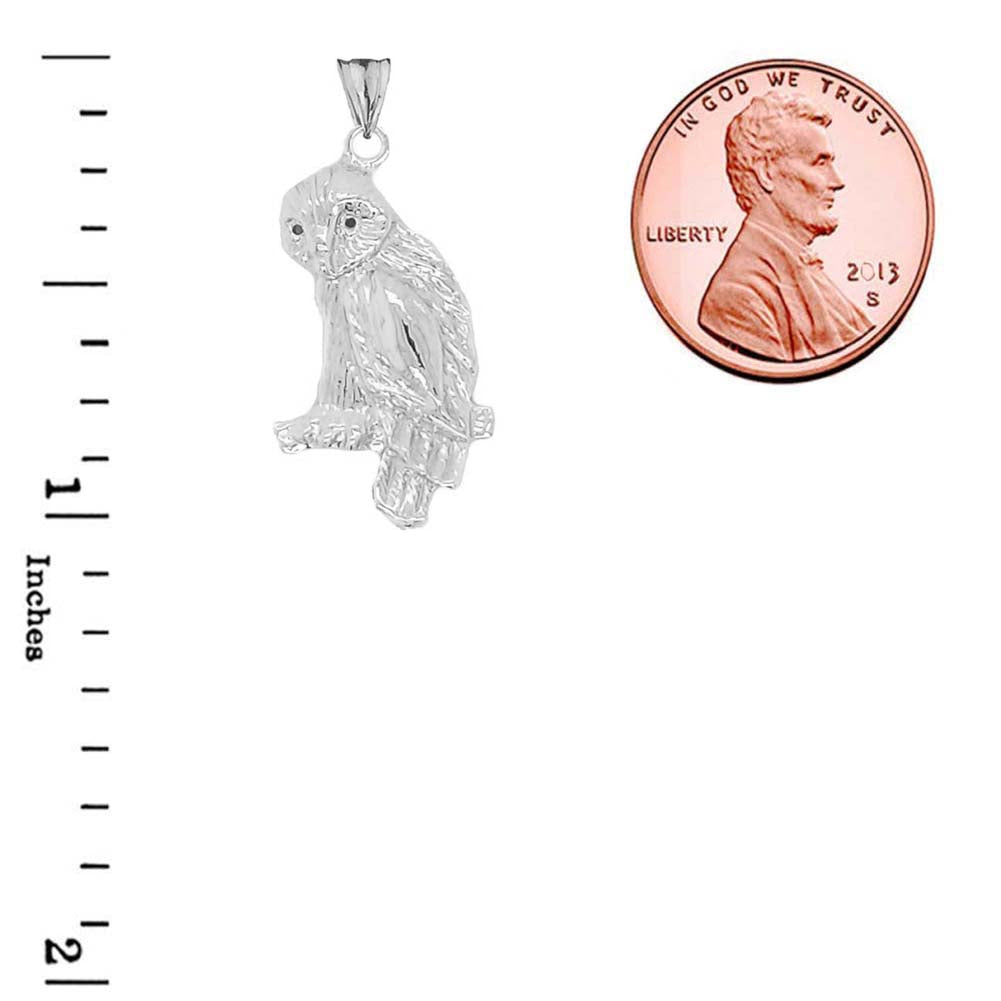 Owl Pendant Necklace In Sterling Silver, view 3