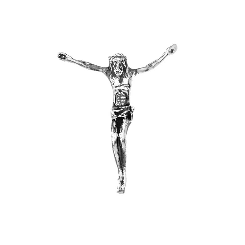 Oxidized Jesus Body Crucifix Pendant Necklace With Hidden Bail in Sterling Silver (1.25"), view 2