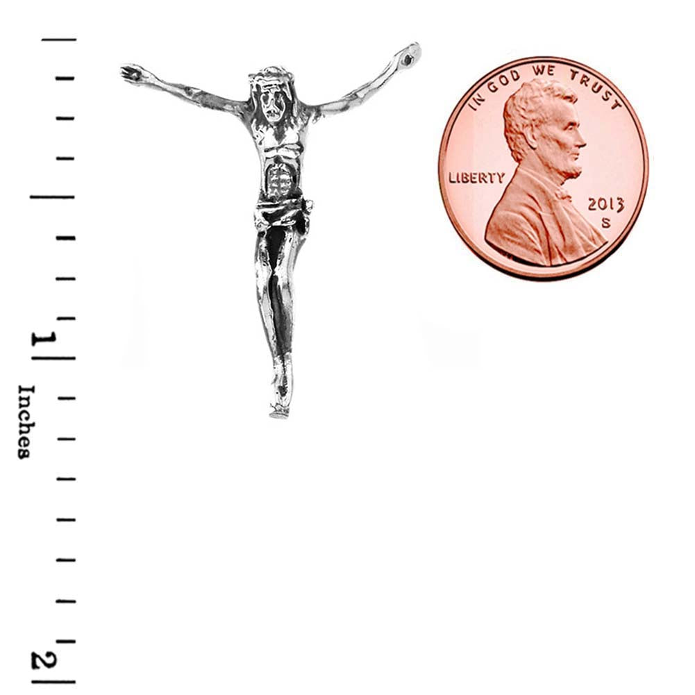Oxidized Jesus Body Crucifix Pendant Necklace With Hidden Bail in Sterling Silver (1.25"), view 3