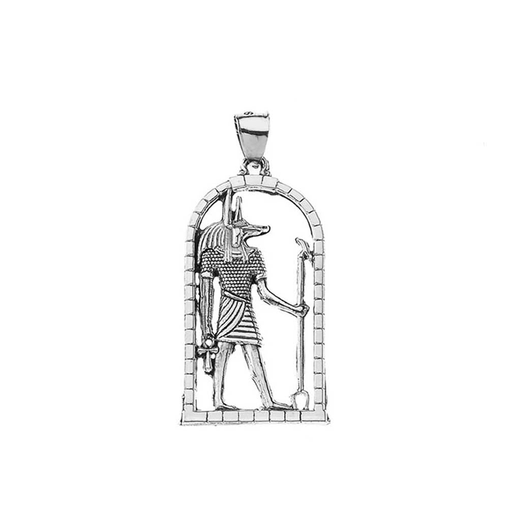 Oxidized Sterling Silver Egyptian Anubis Pendant Necklace, view 2