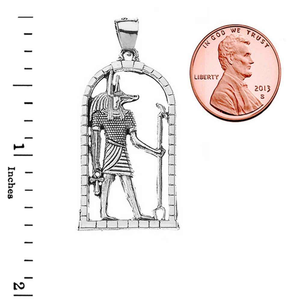 Oxidized Sterling Silver Egyptian Anubis Pendant Necklace, view 3