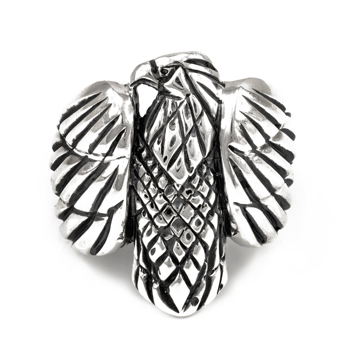 Oxidized Sterling Silver Men's Eagle Ring