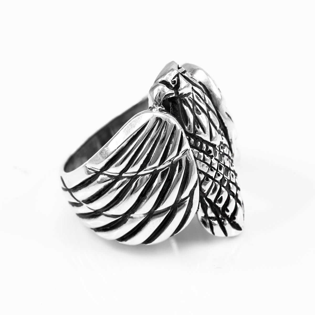 Oxidized Sterling Silver Men's Eagle Ring, view 2