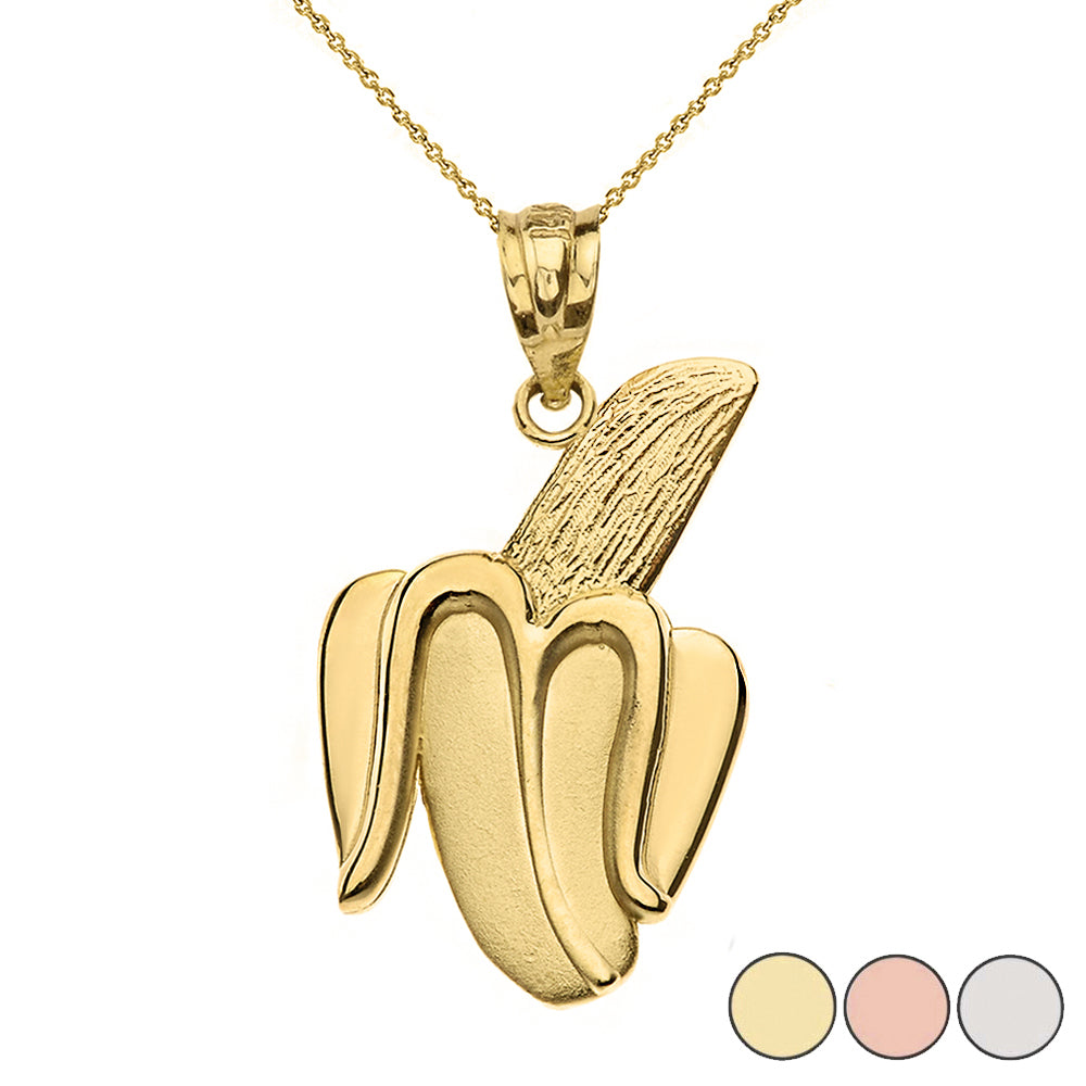 Peeled Banana Pendant Necklace in Gold