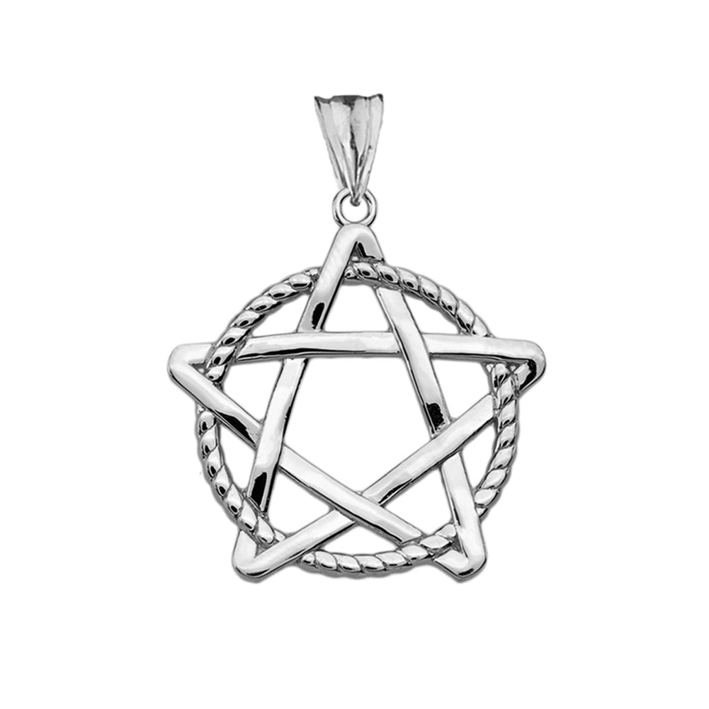 Pentagram Intertwined in Rope Pendant Necklace in Sterling Silver, view 2