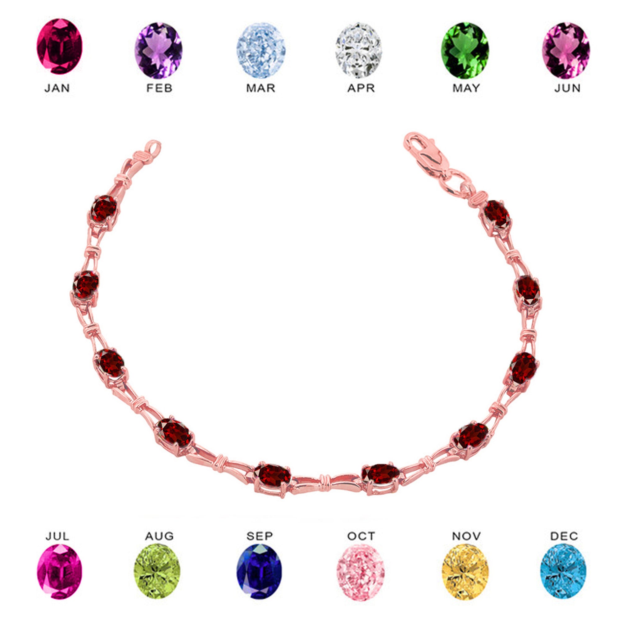 Personalized Birthstone Tennis Bracelet in Rose Gold