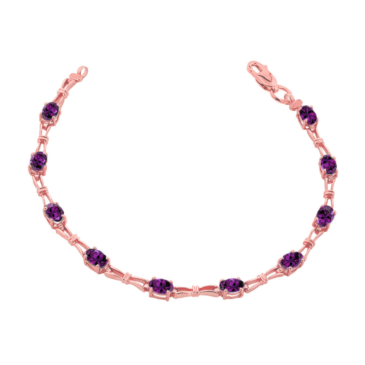 Personalized Birthstone Tennis Bracelet in Rose Gold, view 3