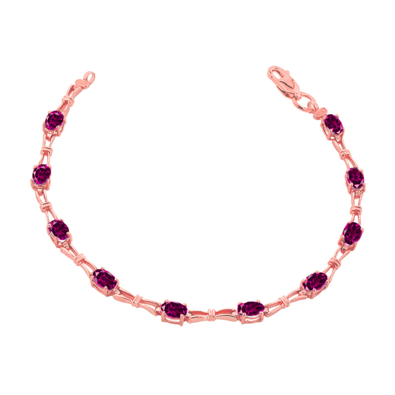 Personalized Birthstone Tennis Bracelet in Rose Gold, view 7