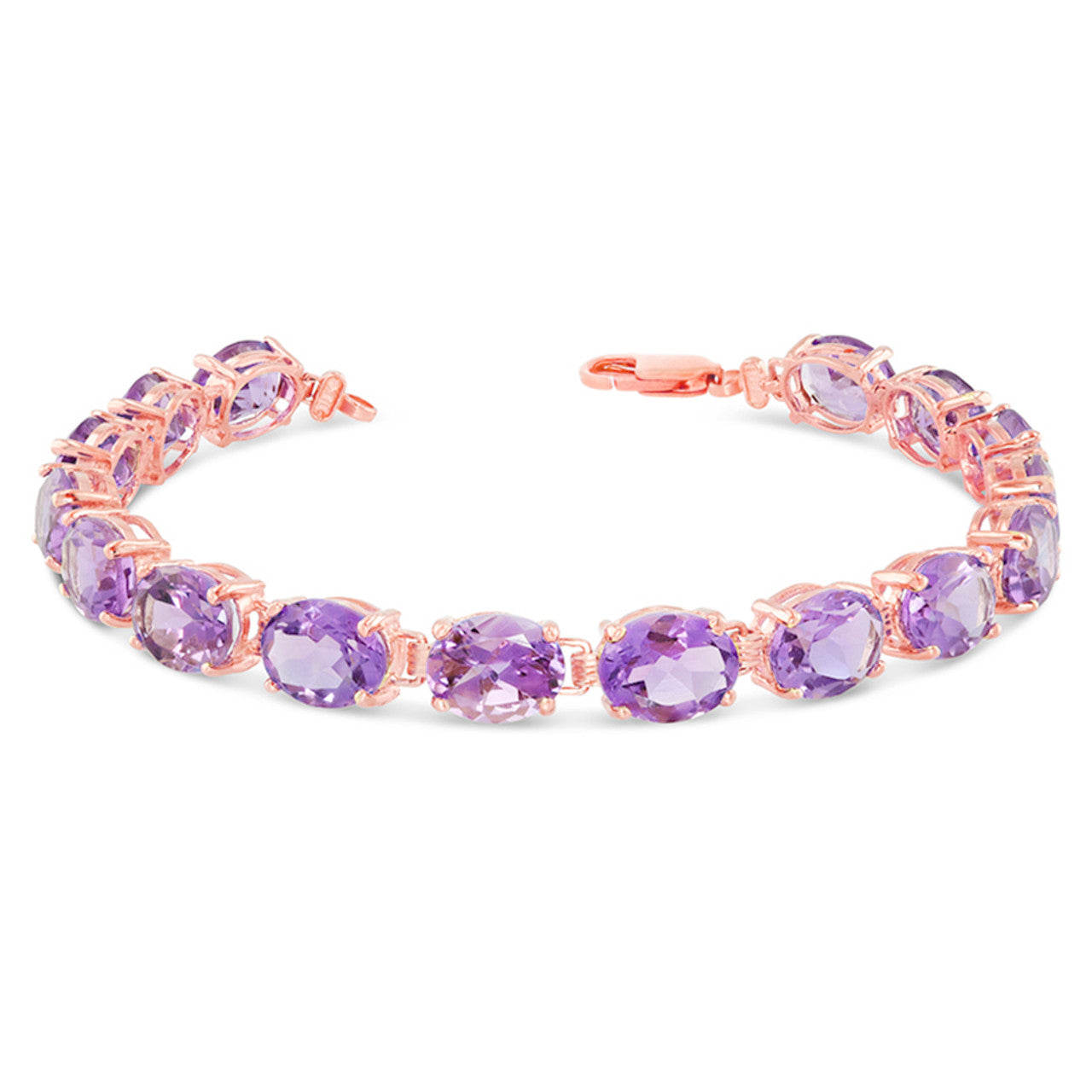 Personalized Oval Birthstone (9 x 7) Tennis Bracelet in Rose Gold, view 3