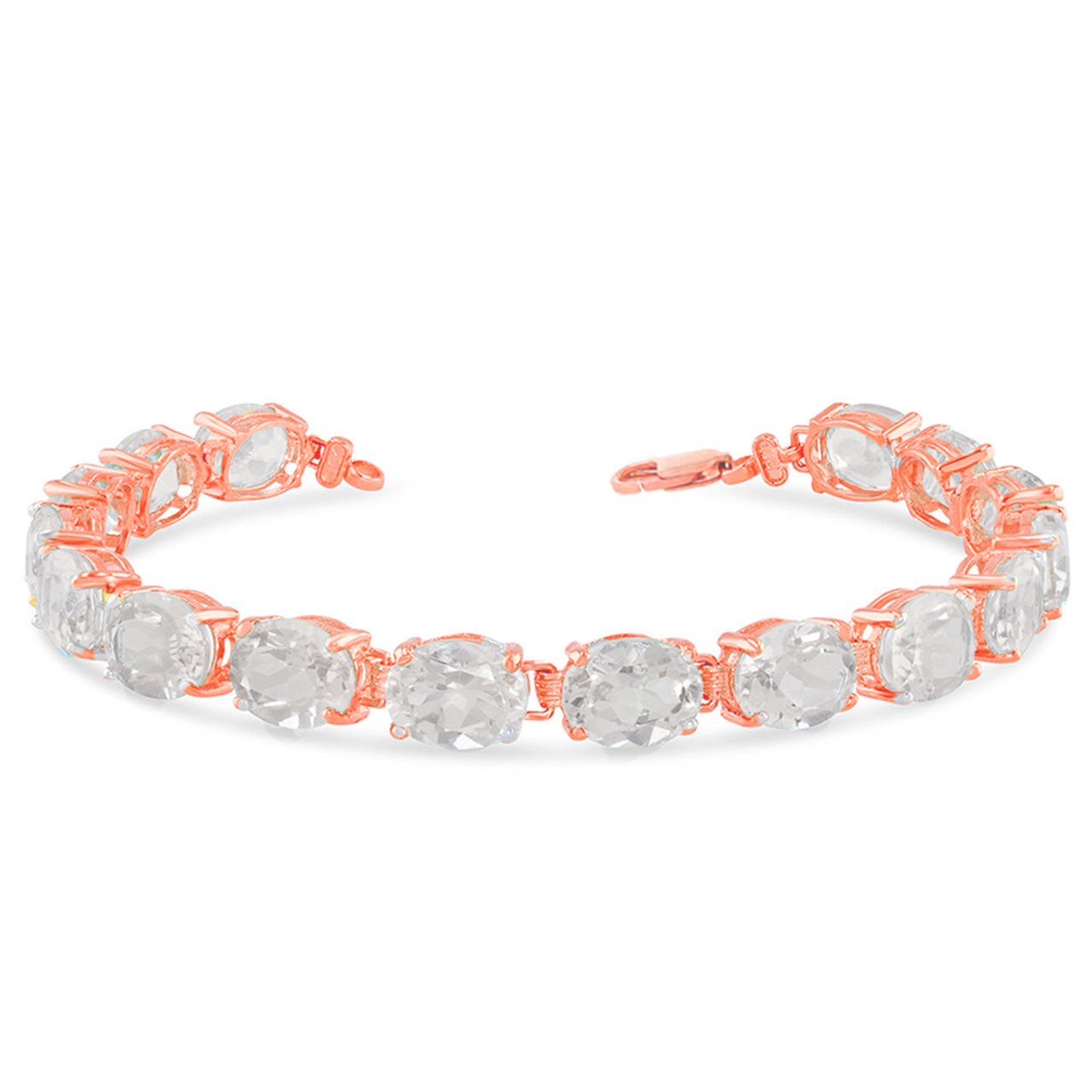 Personalized Oval Birthstone (9 x 7) Tennis Bracelet in Rose Gold, view 5