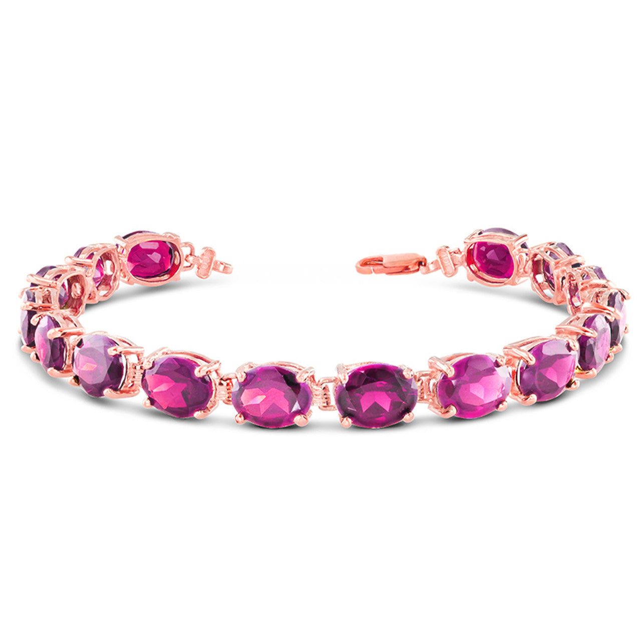 Personalized Oval Birthstone (9 x 7) Tennis Bracelet in Rose Gold, view 7