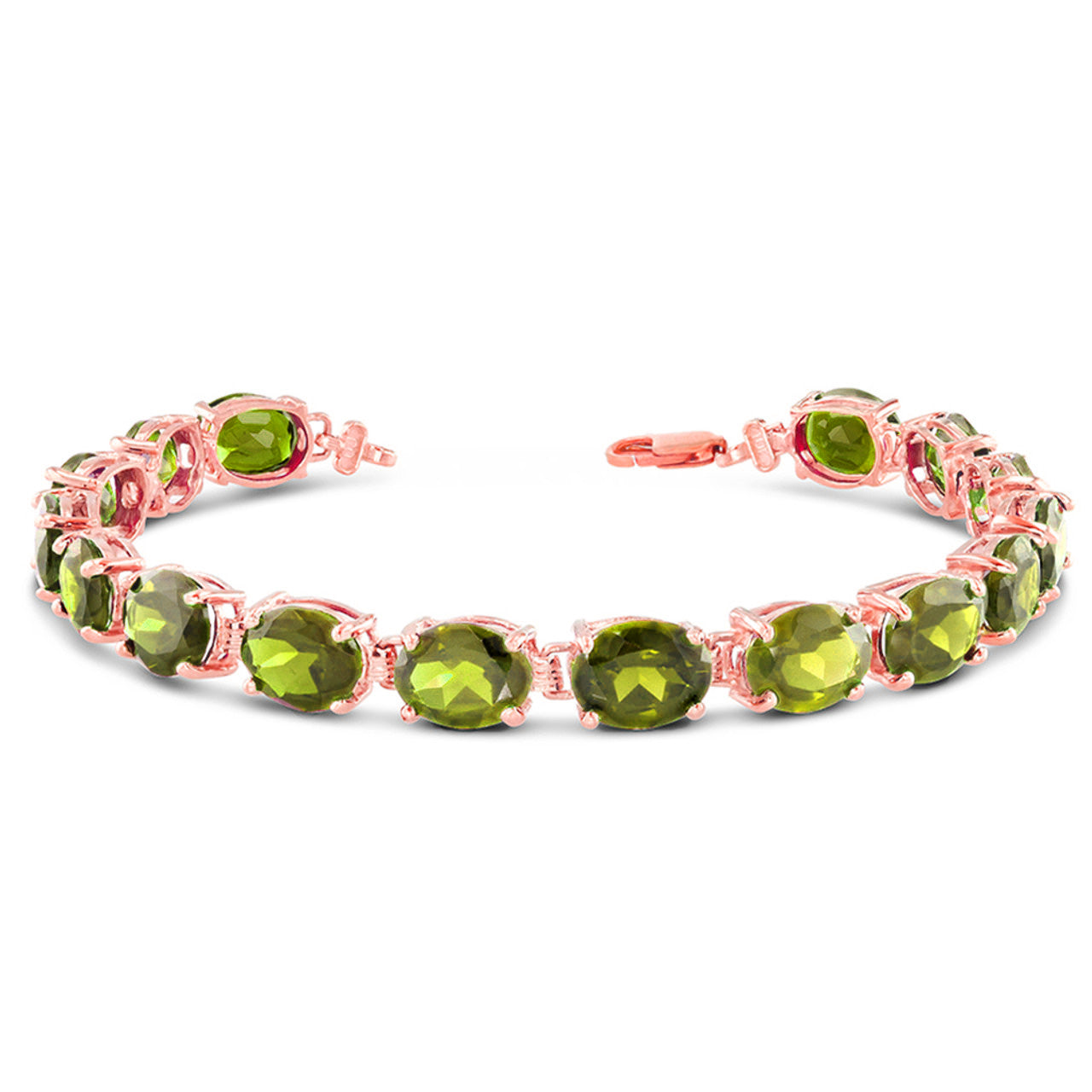 Personalized Oval Birthstone (9 x 7) Tennis Bracelet in Rose Gold, view 9