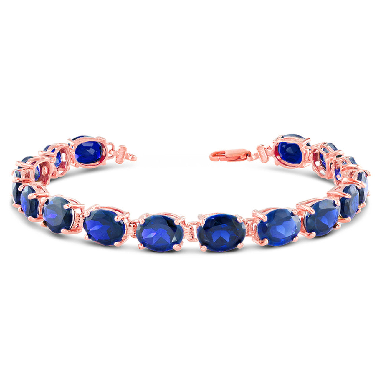 Personalized Oval Birthstone (9 x 7) Tennis Bracelet in Rose Gold, view 10