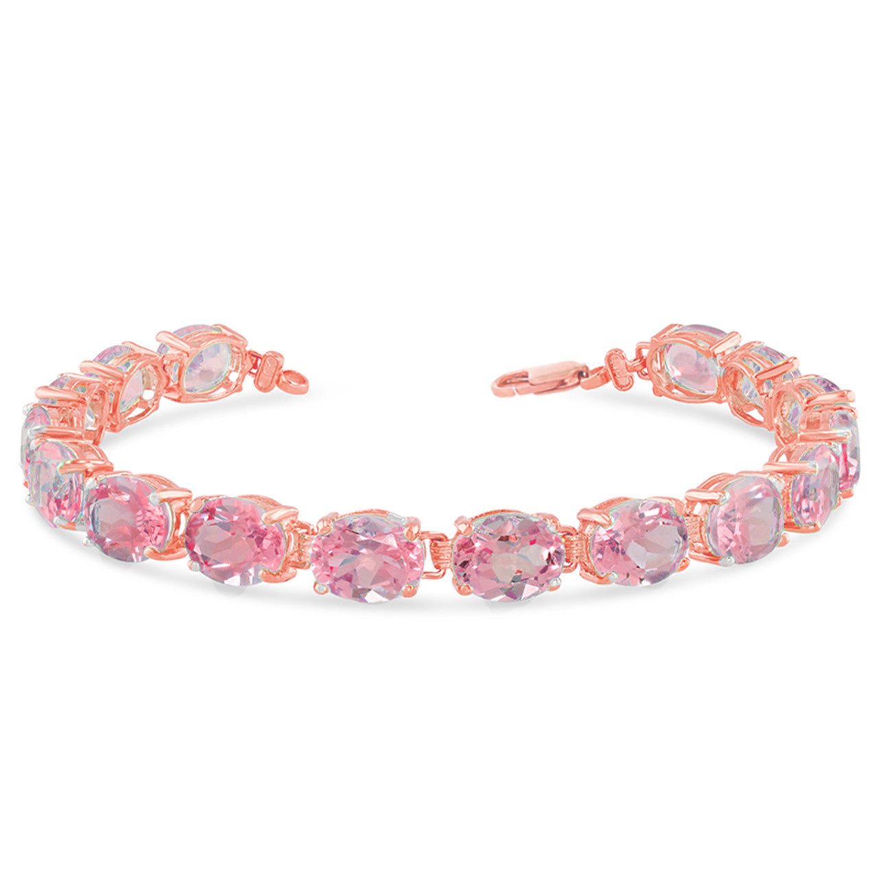 Personalized Oval Birthstone (9 x 7) Tennis Bracelet in Rose Gold, view 11