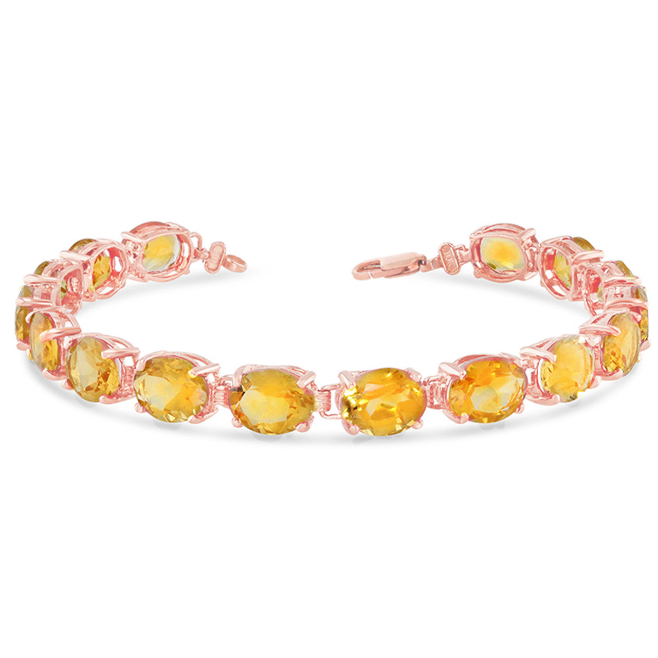 Personalized Oval Birthstone (9 x 7) Tennis Bracelet in Rose Gold, view 12