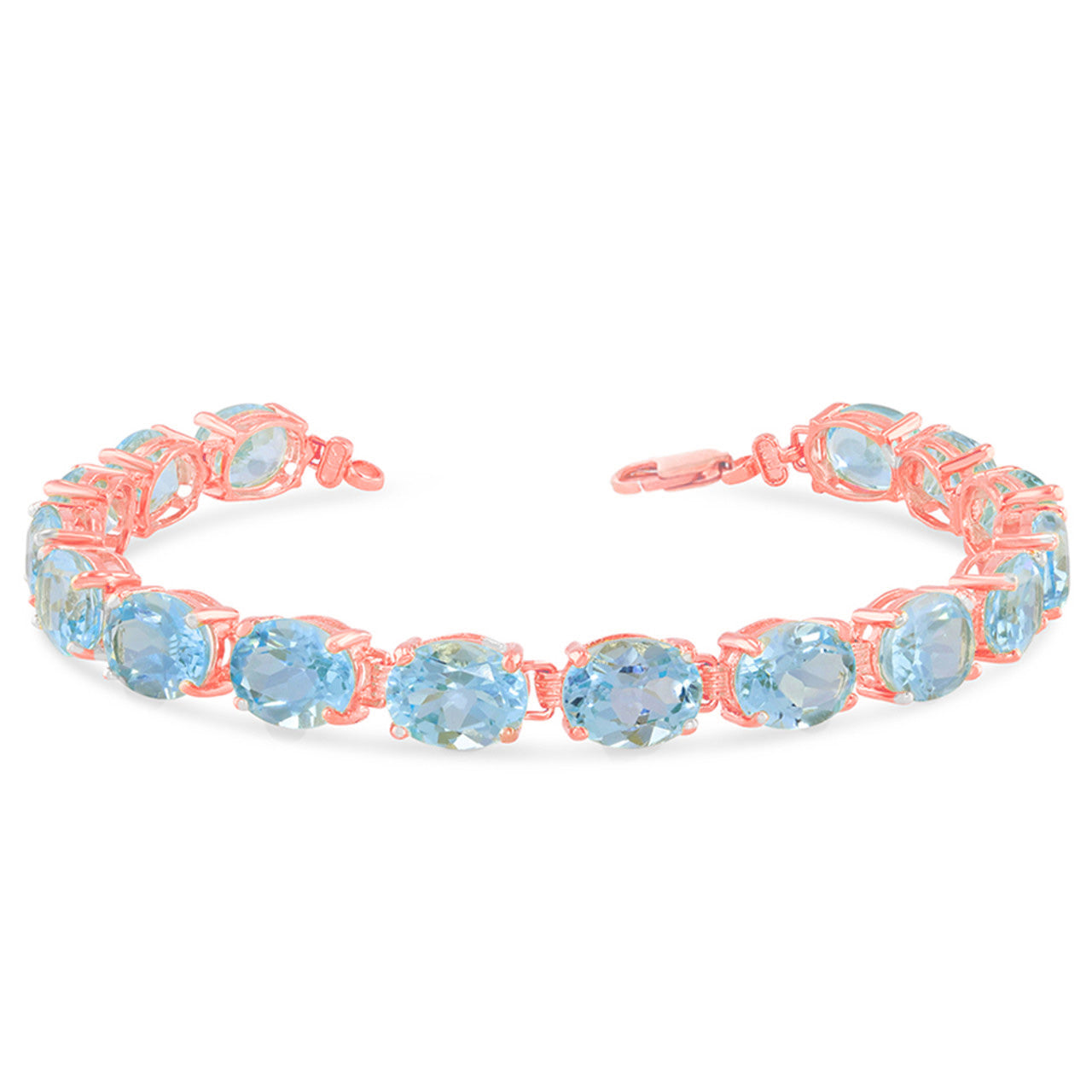 Personalized Oval Birthstone (9 x 7) Tennis Bracelet in Rose Gold, view 13