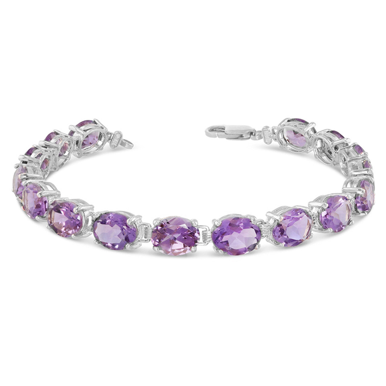 Personalized Oval Birthstone (9 x 7) Tennis Bracelet in Sterling Silver, view 3