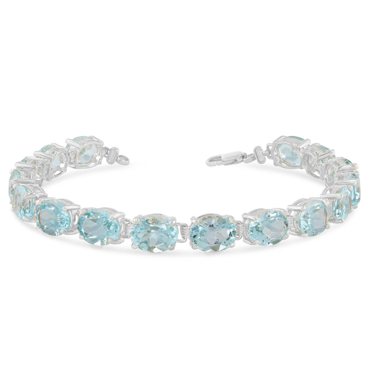 Personalized Oval Birthstone (9 x 7) Tennis Bracelet in Sterling Silver, view 4
