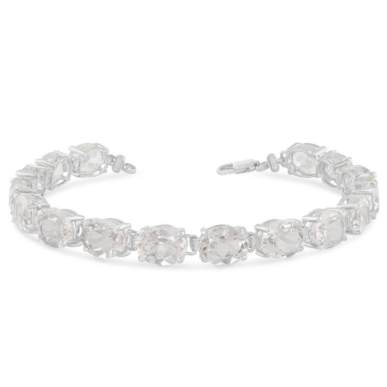 Personalized Oval Birthstone (9 x 7) Tennis Bracelet in Sterling Silver, view 5
