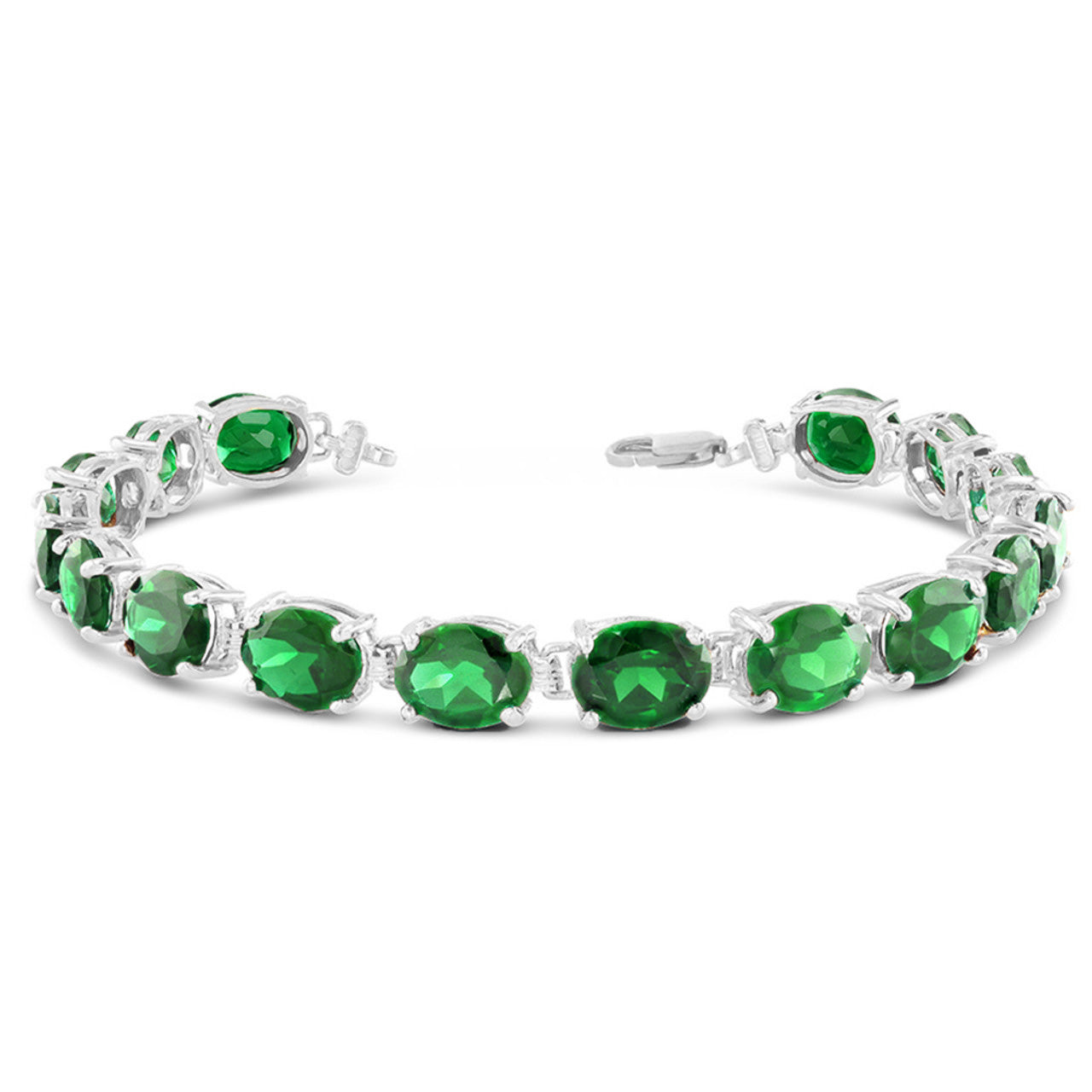 Personalized Oval Birthstone (9 x 7) Tennis Bracelet in Sterling Silver, view 6