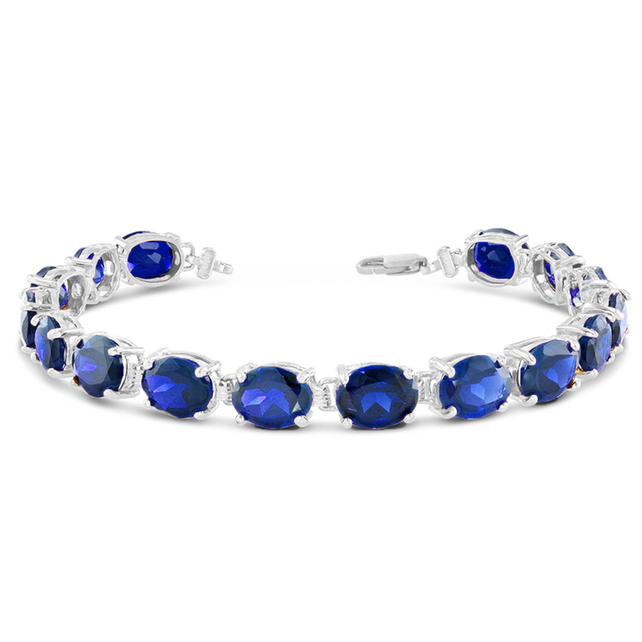 Personalized Oval Birthstone (9 x 7) Tennis Bracelet in Sterling Silver, view 10