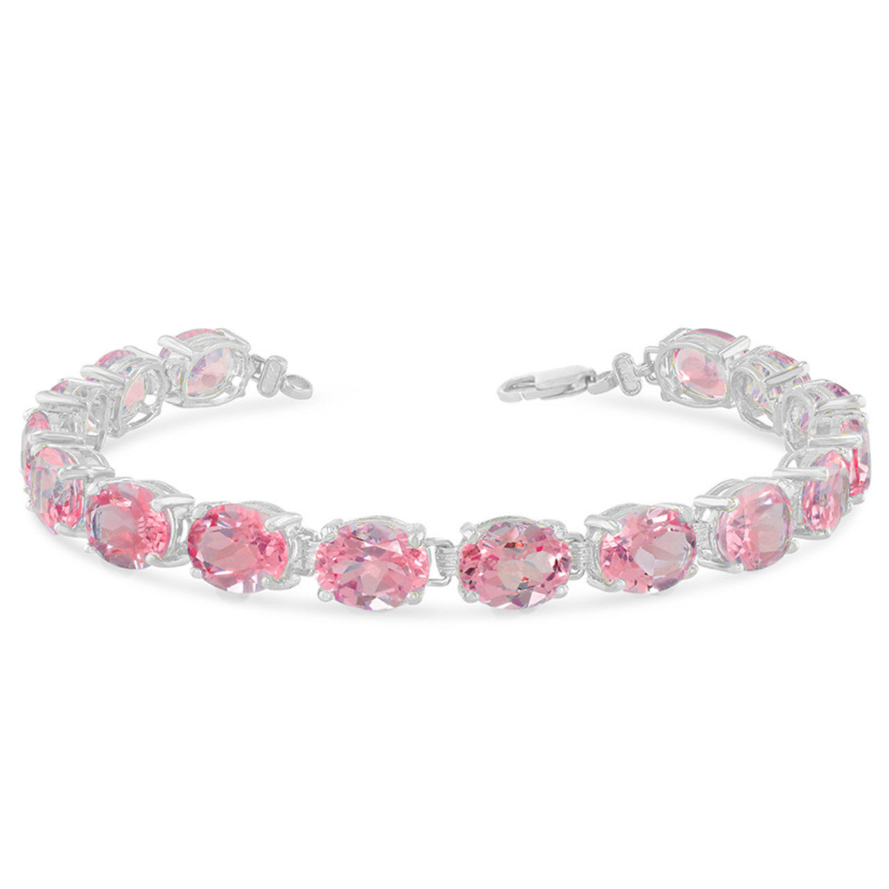 Personalized Oval Birthstone (9 x 7) Tennis Bracelet in Sterling Silver, view 12
