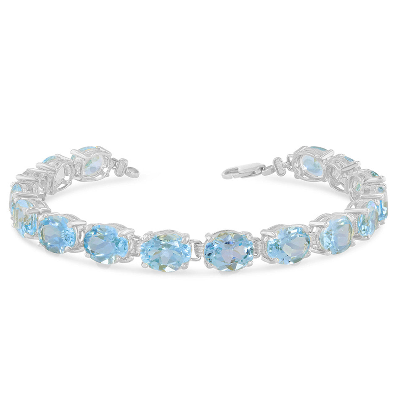 Personalized Oval Birthstone (9 x 7) Tennis Bracelet in Sterling Silver, view 13