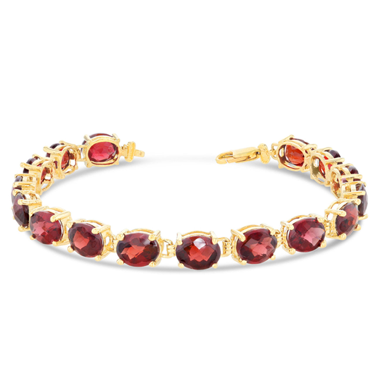 Personalized Oval Checkerboard Birthstone (8 x 6) Tennis Bracelet in Yellow Gold, view 2