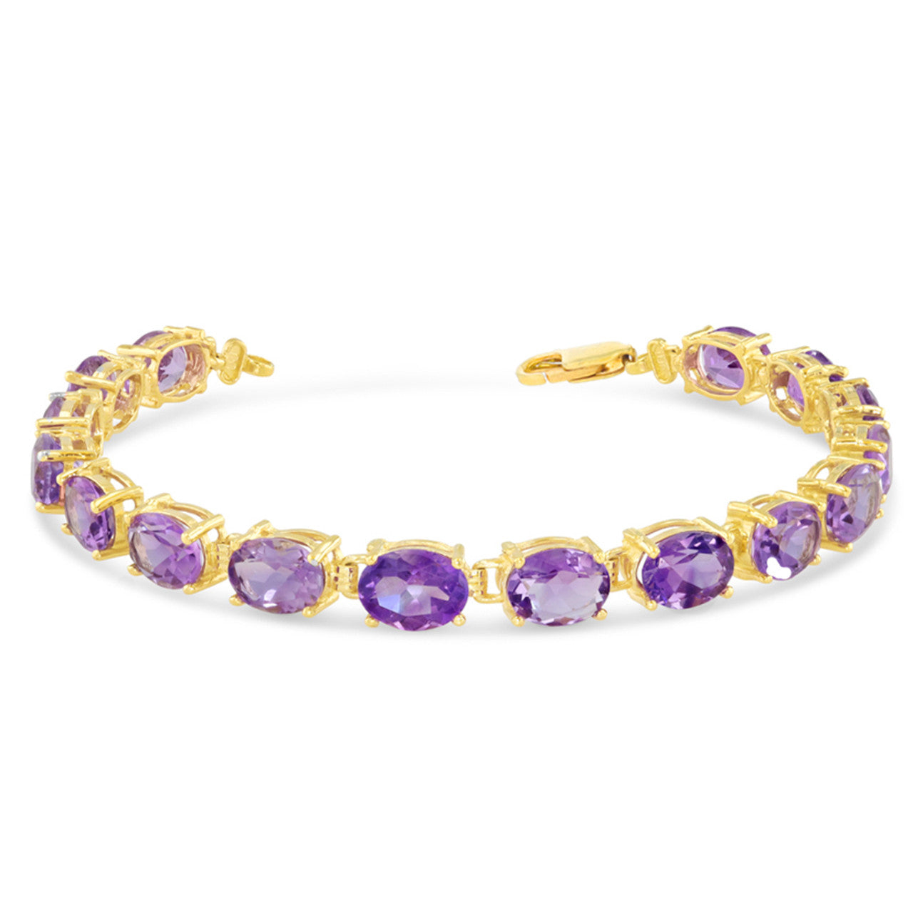 Personalized Oval Checkerboard Birthstone (8 x 6) Tennis Bracelet in Yellow Gold, view 3