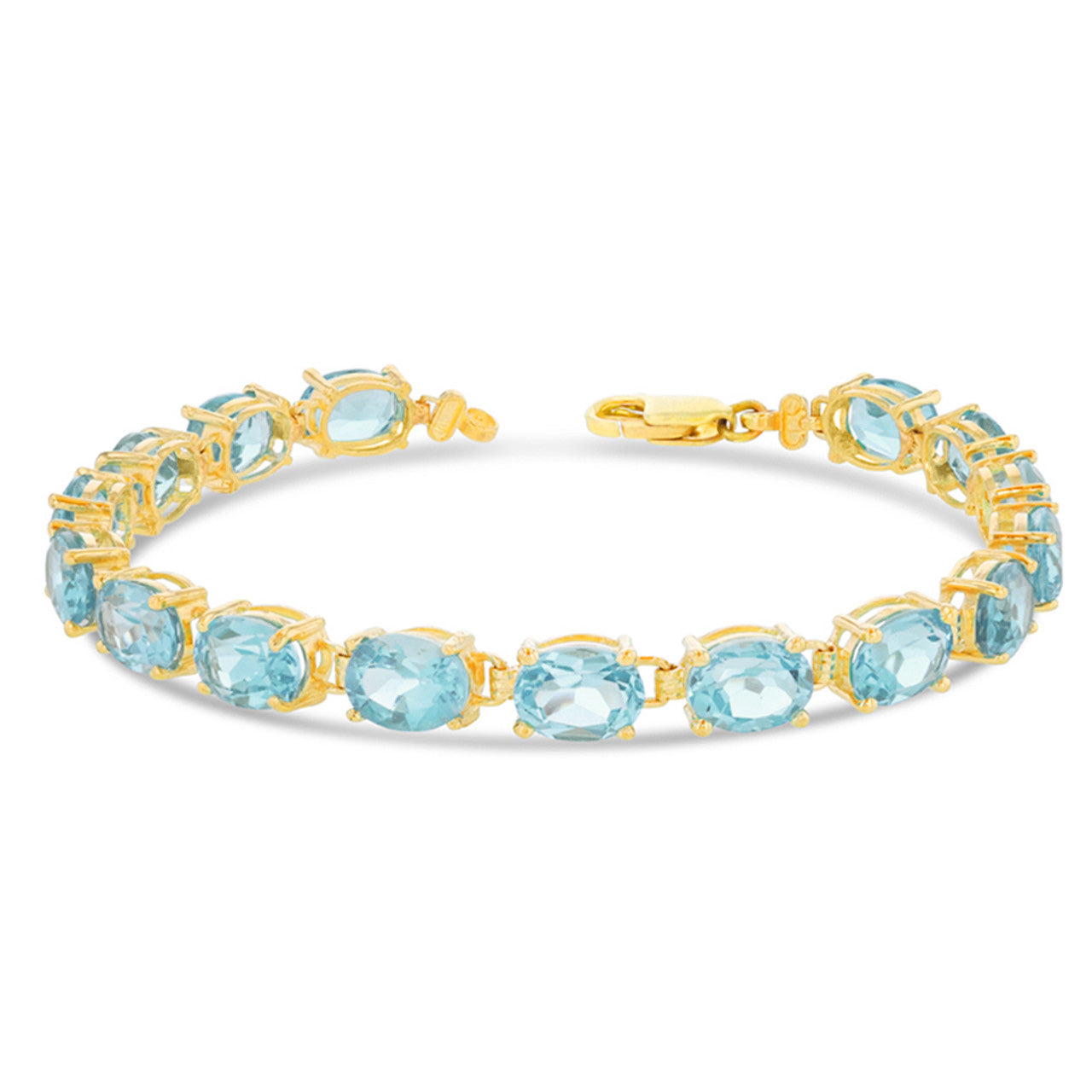 Personalized Oval Checkerboard Birthstone (8 x 6) Tennis Bracelet in Yellow Gold, view 4