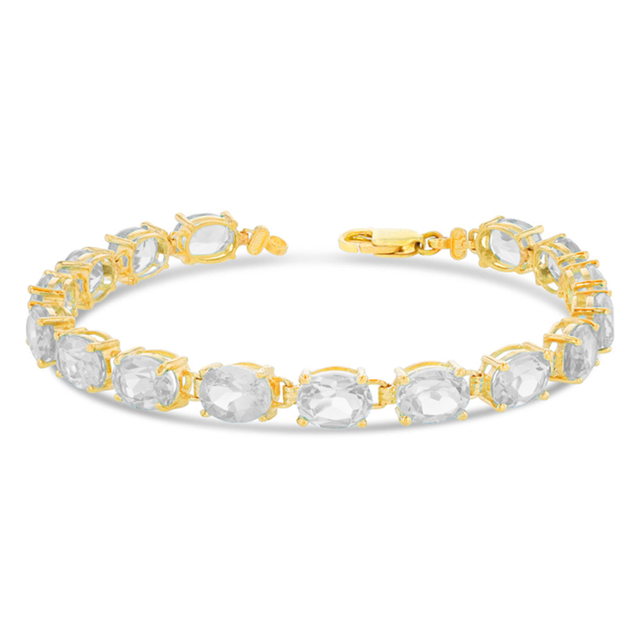 Personalized Oval Checkerboard Birthstone (8 x 6) Tennis Bracelet in Yellow Gold, view 5