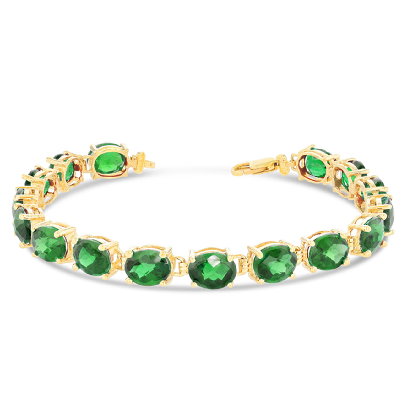 Personalized Oval Checkerboard Birthstone (8 x 6) Tennis Bracelet in Yellow Gold, view 6
