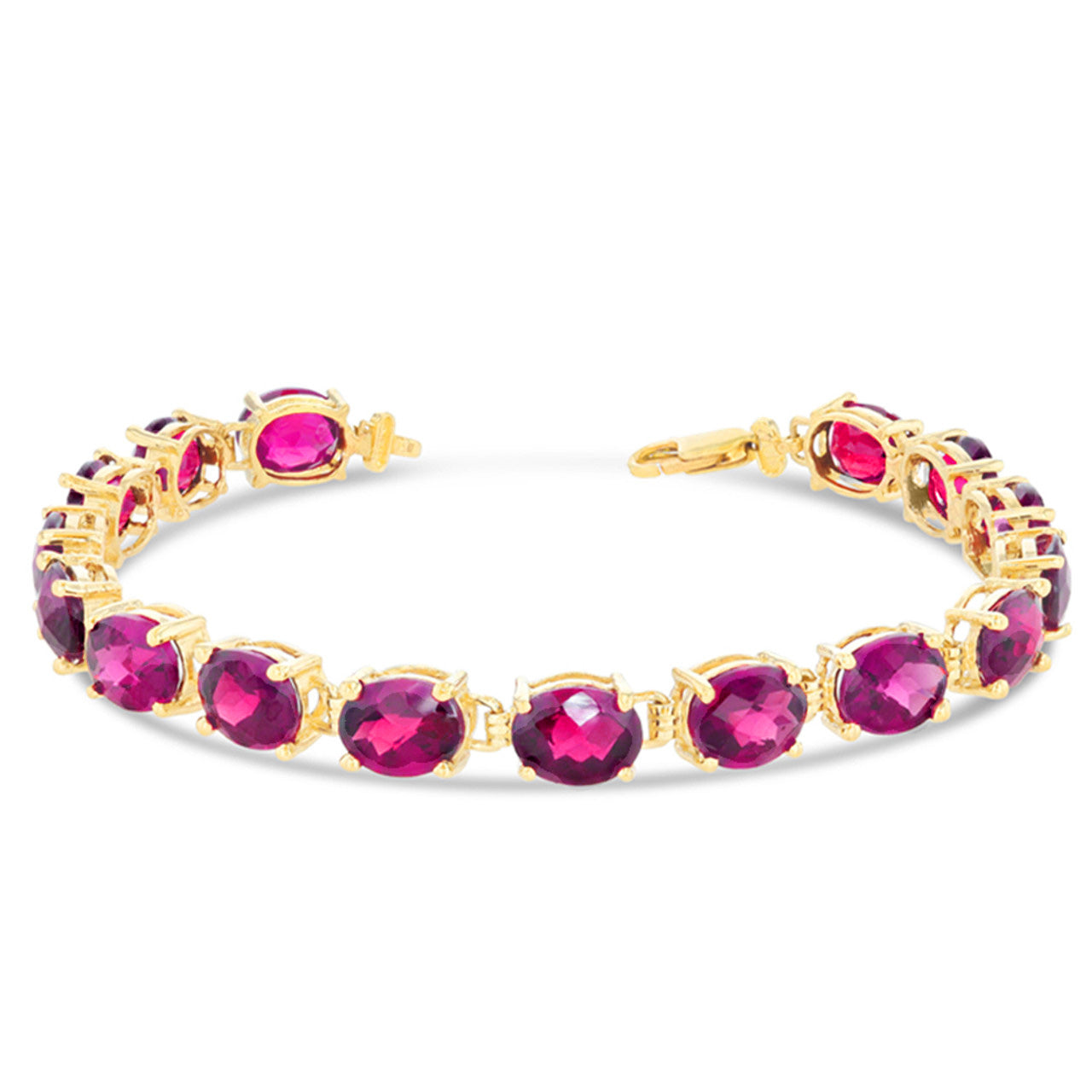 Personalized Oval Checkerboard Birthstone (8 x 6) Tennis Bracelet in Yellow Gold, view 7