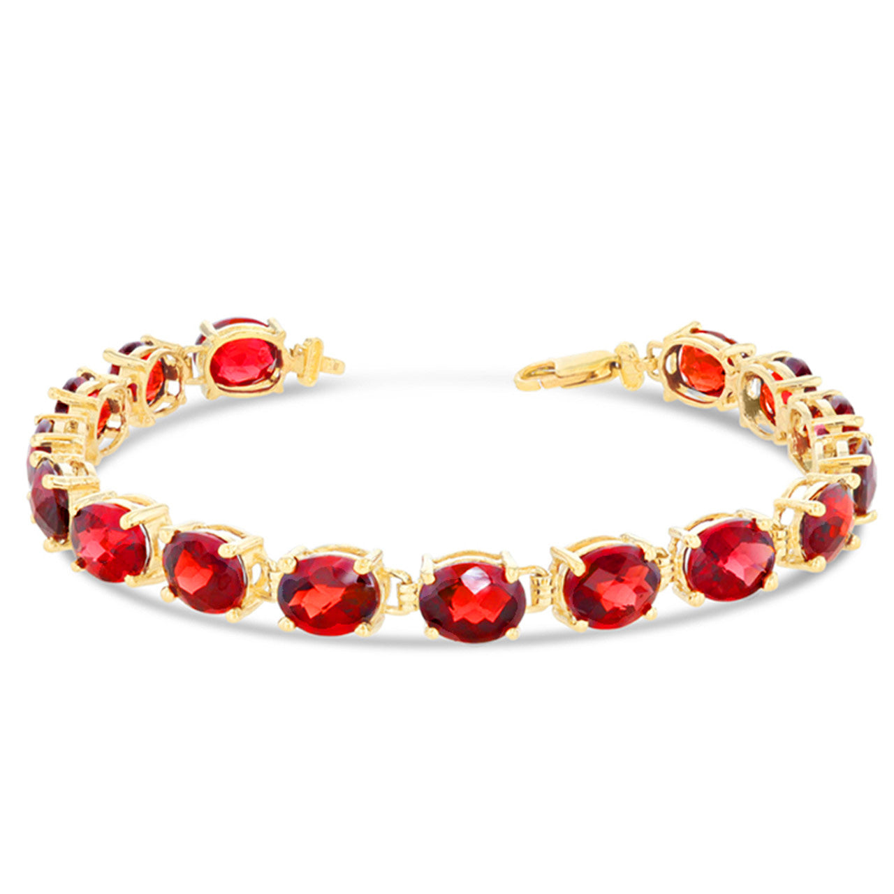 Personalized Oval Checkerboard Birthstone (8 x 6) Tennis Bracelet in Yellow Gold, view 8