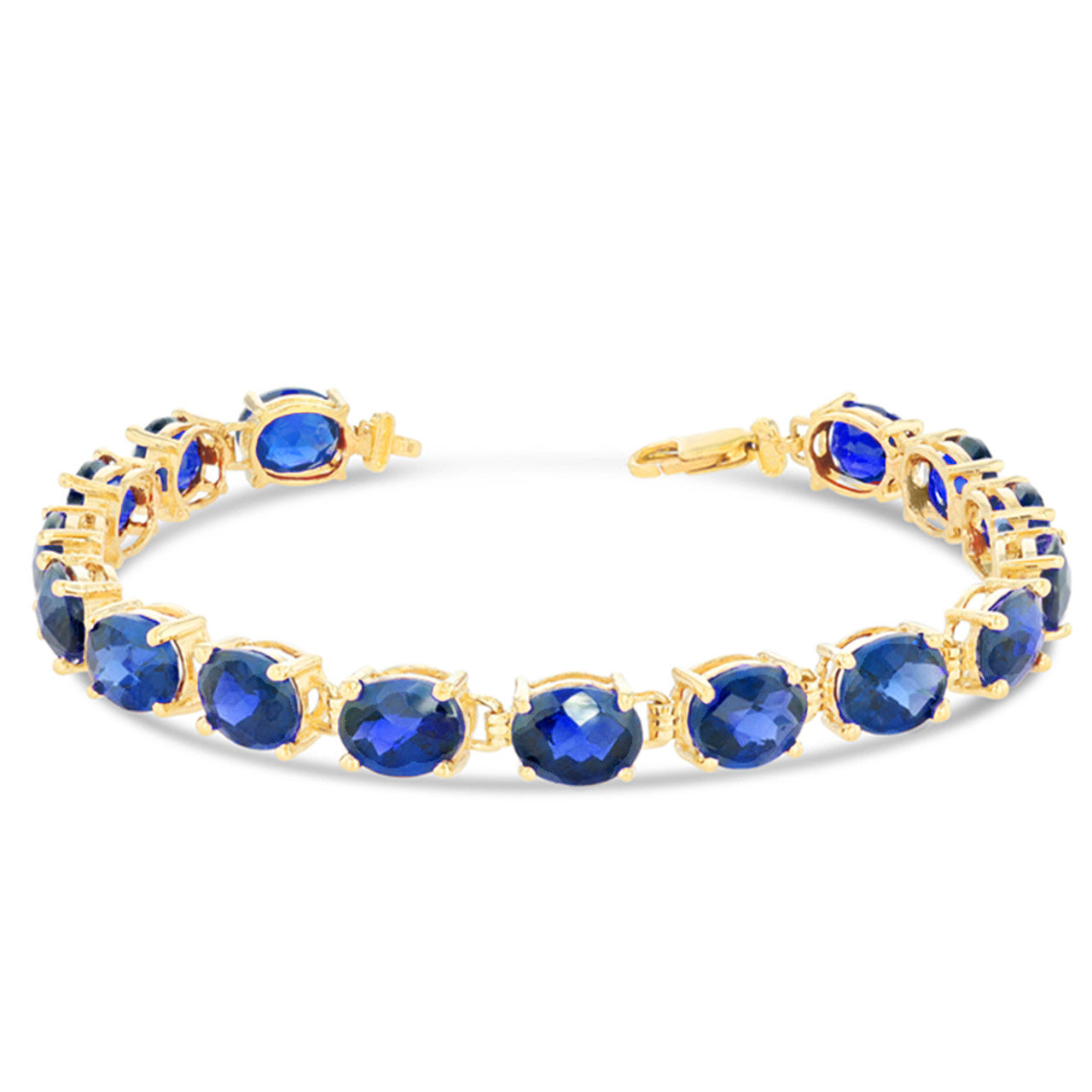 Personalized Oval Checkerboard Birthstone (8 x 6) Tennis Bracelet in Yellow Gold, view 10