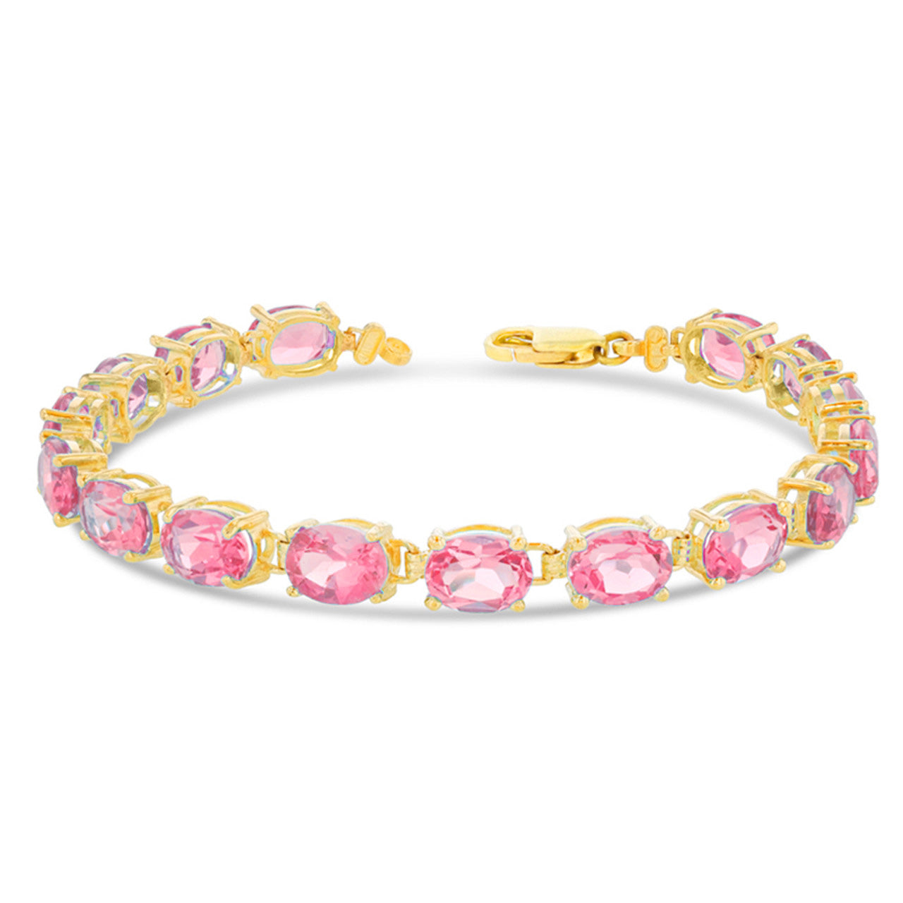 Personalized Oval Checkerboard Birthstone (8 x 6) Tennis Bracelet in Yellow Gold, view 11