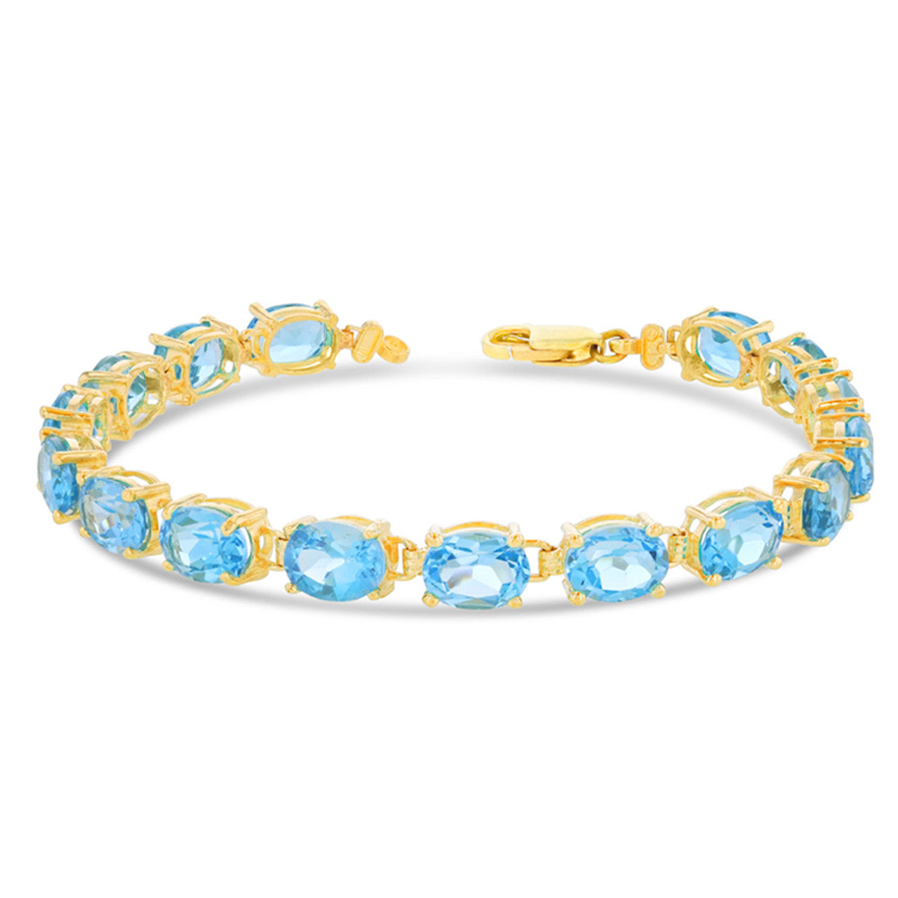 Personalized Oval Checkerboard Birthstone (8 x 6) Tennis Bracelet in Yellow Gold, view 13