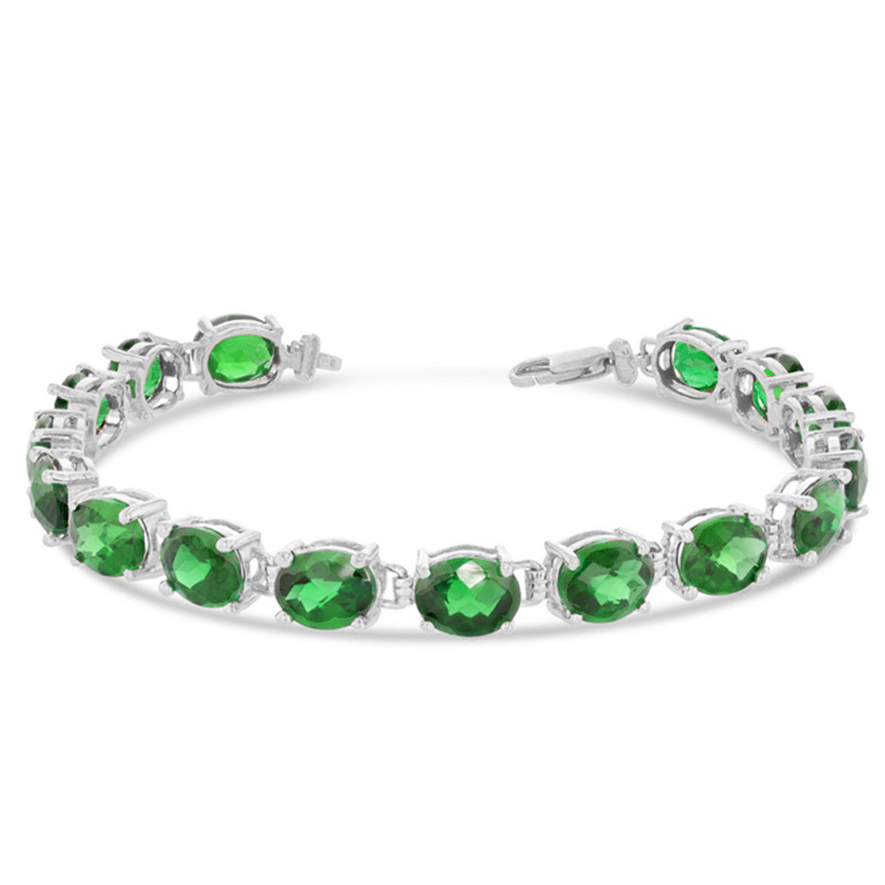 Personalized Oval Checkerboard Birthstone (8 x 6) Tennis Bracelet in White Gold, view 6