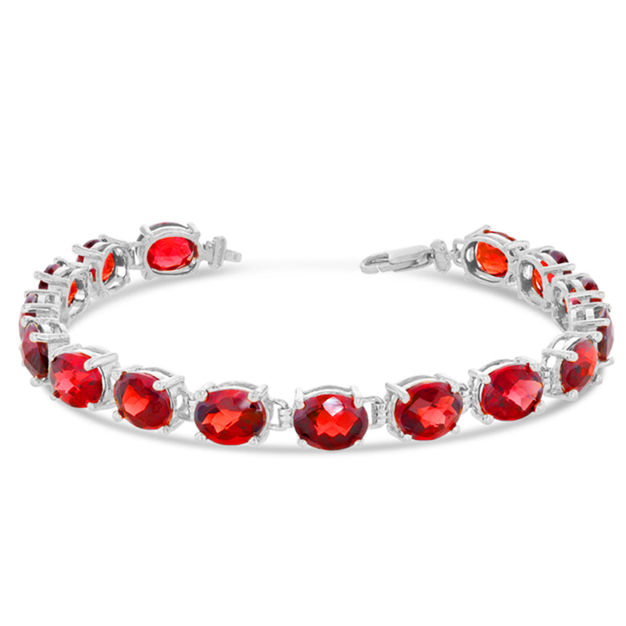 Personalized Oval Checkerboard Birthstone (8 x 6) Tennis Bracelet in White Gold, view 8